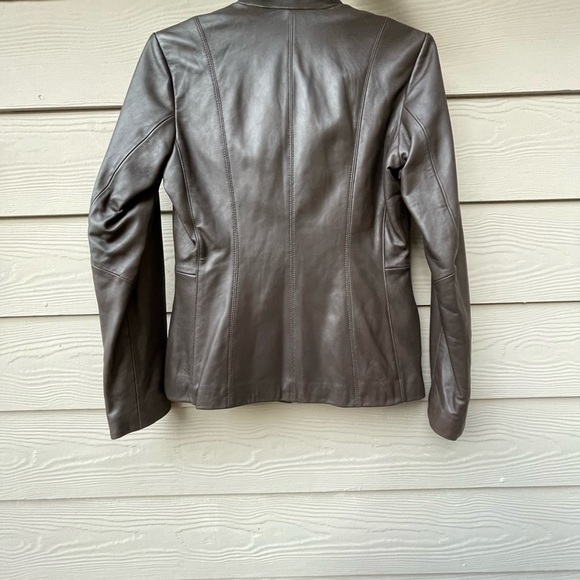 NWT Cole Haan Stone Lambskin Leather Wing Collar Jacket XS/TP - Picture 10 of 10